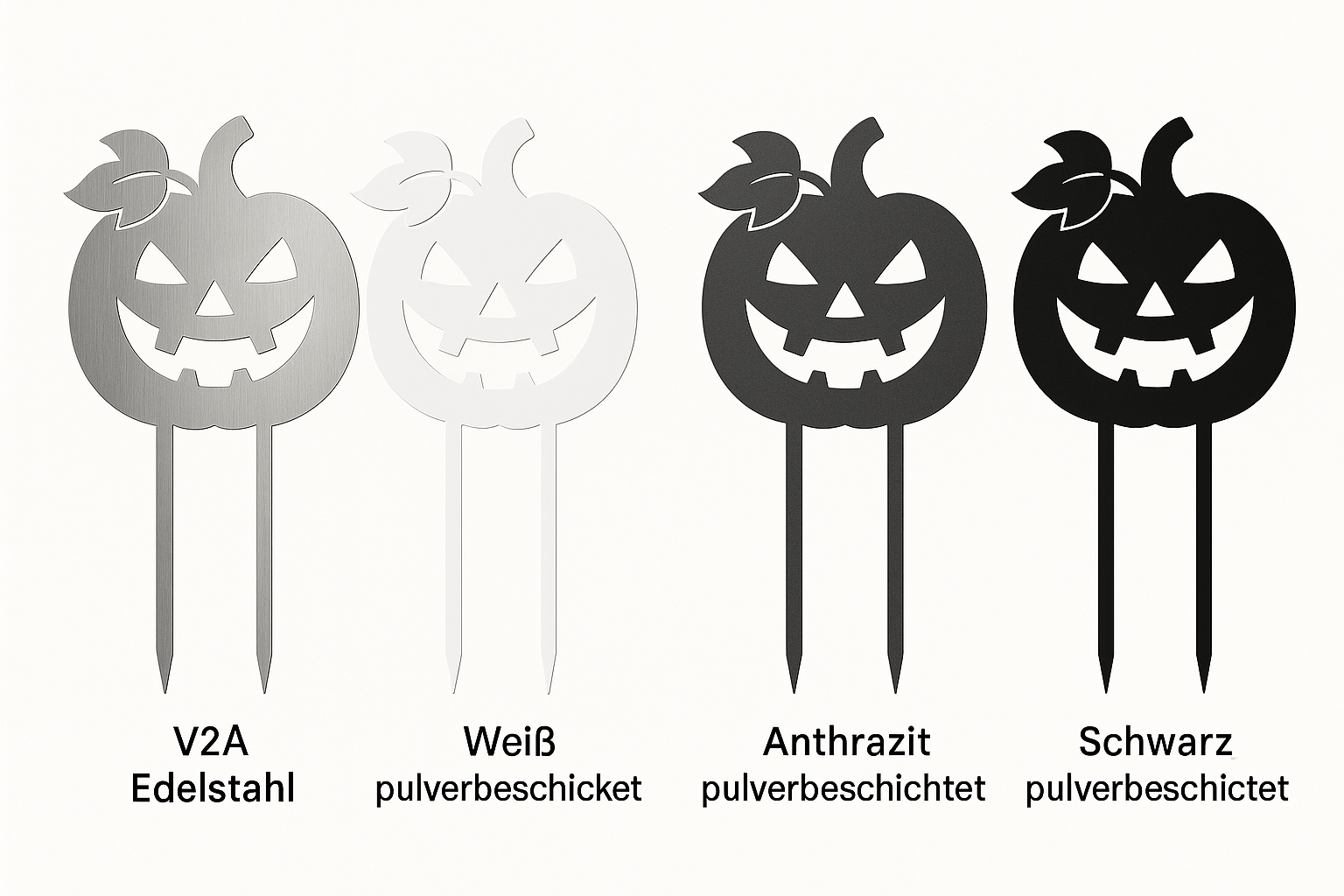 Halloween Kürbis-Gartenstecker - Farbvarianten auf Deutsch